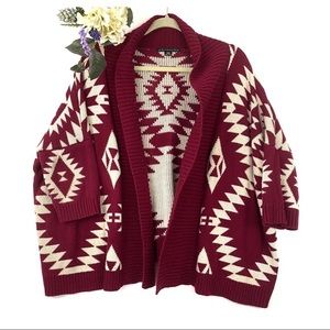 Vibala  Red & White Cardigan/Sweater